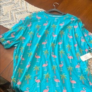 Flamingo and Palm Tree Print Shirt